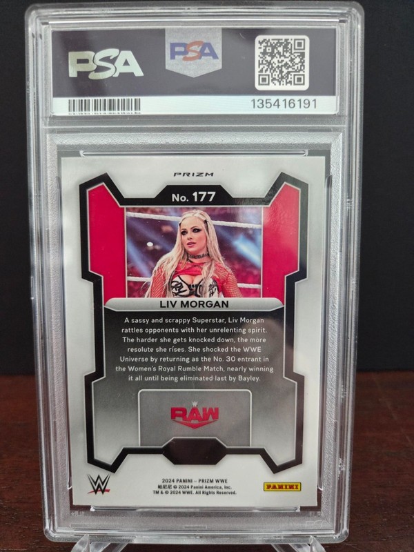 2024 PANINI PRIZM WWE ICE #177 LIV MORGAN PARALLEL WRESTLING CARD  PSA 8 view 2