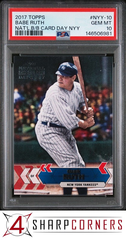 2017 TOPPS NATIONAL BASEBALL CARD DAY NEW YORK YANKEES #NYY-10 BABE RUTH PSA 10