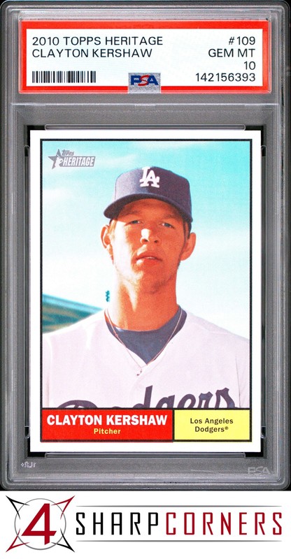 2010 TOPPS HERITAGE #109 CLAYTON KERSHAW DODGERS PSA 10