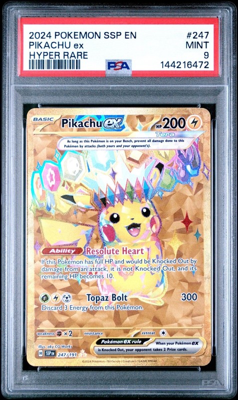 Pokemon Pikachu Ex Surging Sparks Hyper Rare #247 PSA 9 Mint