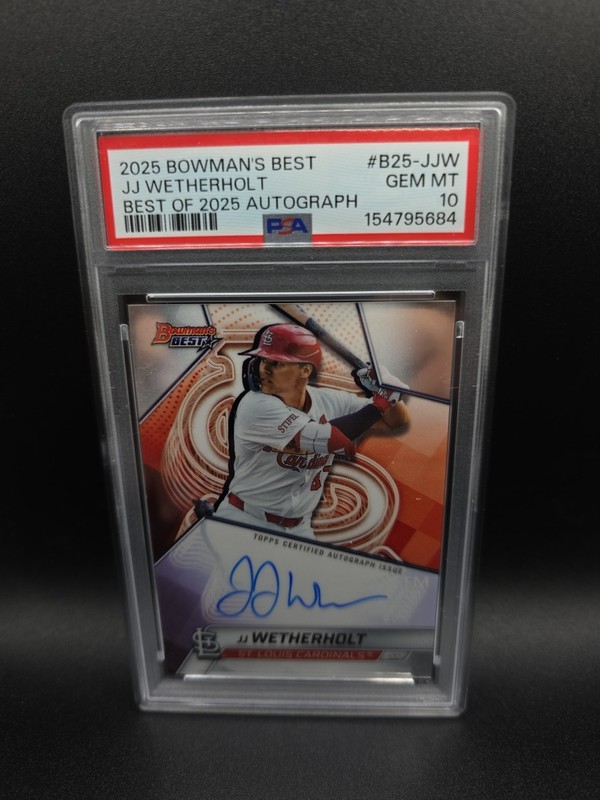 2025 Bowman’s Best JJ Wetherholt On Card Prospect Auto #B25-JJW PSA 10 Cardinals