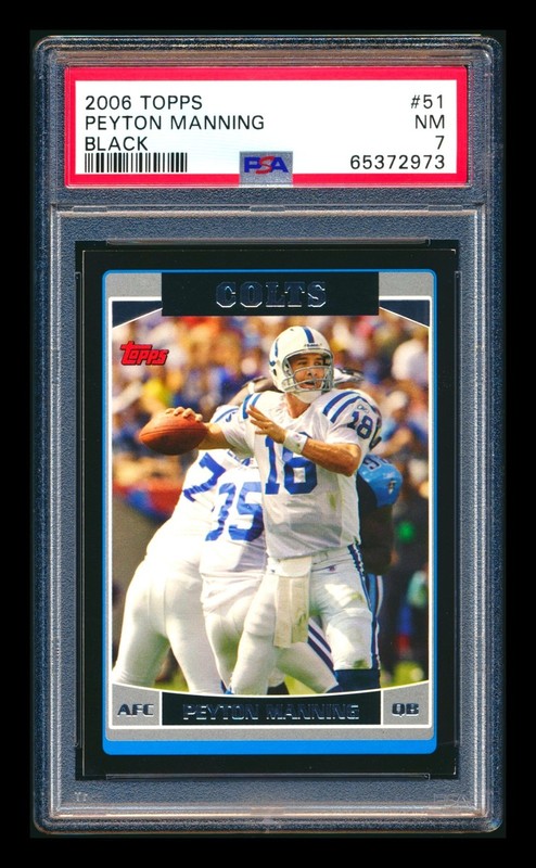 2006 TOPPS FOOTBALL #51 PEYTON MANNING BLACK BORDER COLTS RARE SP #28/51 PSA 7!