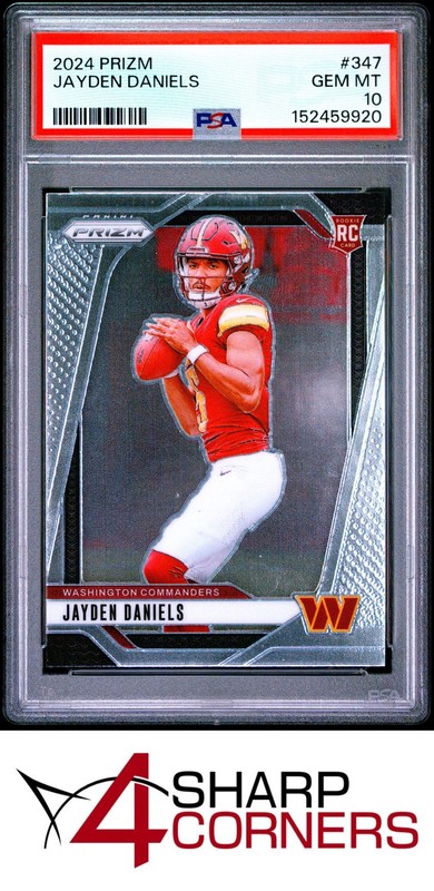 2024 PANINI PRIZM #347 JAYDEN DANIELS RC COMMANDERS PSA 10