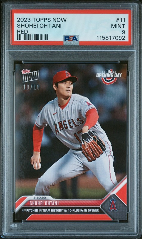 2023 Topps Now Shohei Ohtani PSA 9 MINT #11 RED #D /10 1/1 Dodgers Angels 10K