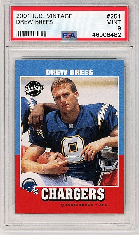 2001 -DREW BREES- PSA 9 Upper Deck Vintage HOF Rookie Football Card - RC