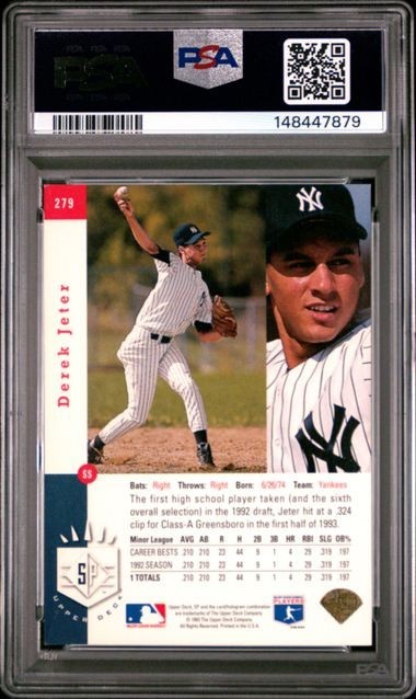 1993 SP #279 Derek Jeter RC card PSA 7 view 2