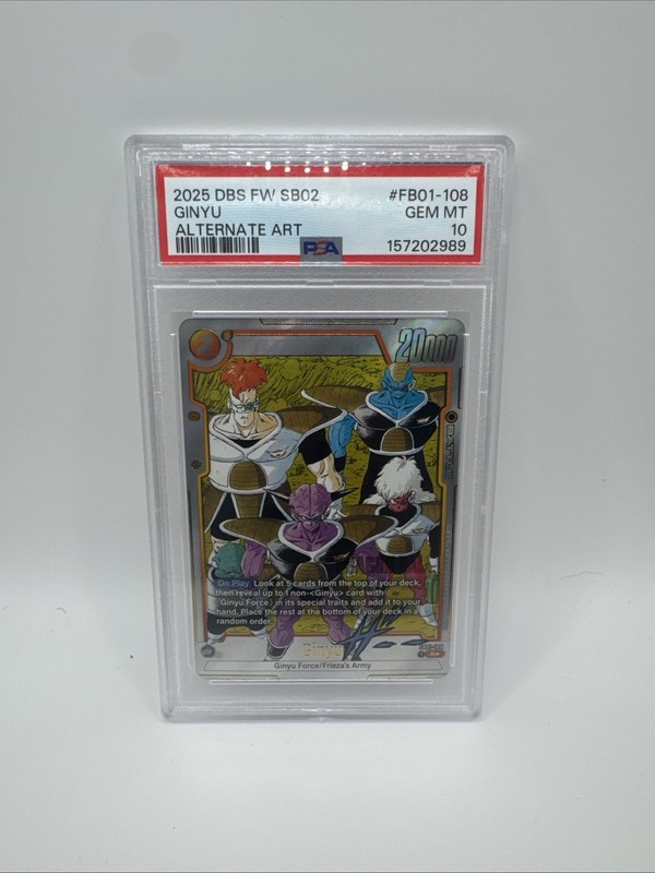 Bandai Dragon Ball Super 2025 DBS FW Ginyu SB02 Alt Art Holo PSA 10 FB01-108