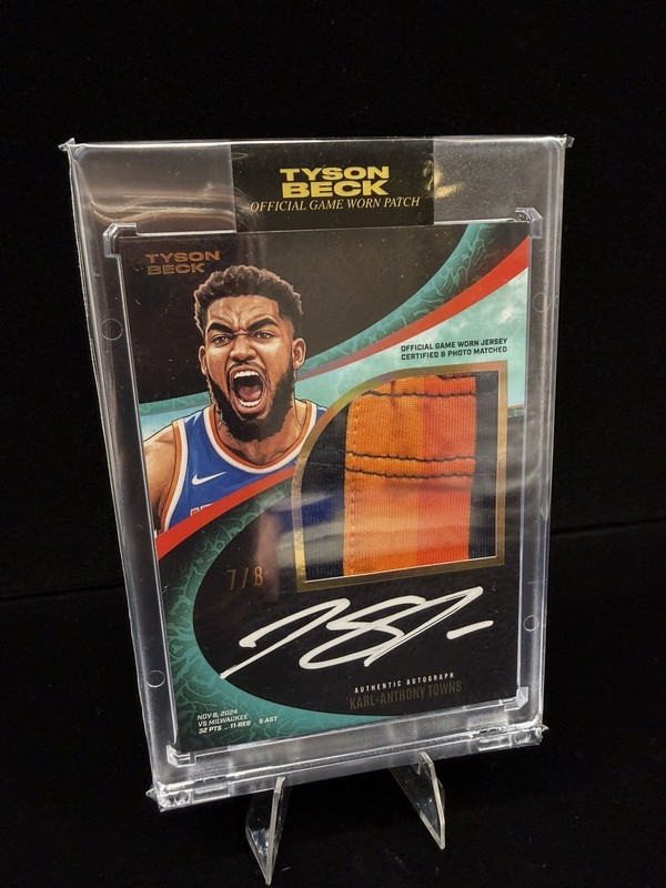 Karl-Anthony Towns x Tyson Beck Game Worn Patch Auto Liberty Autograph /8 Knicks