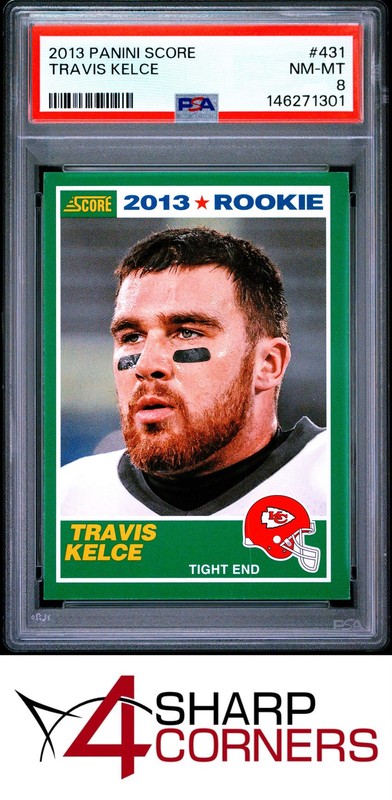 2013 PANINI SCORE #431 TRAVIS KELCE RC CHIEFS PSA 8