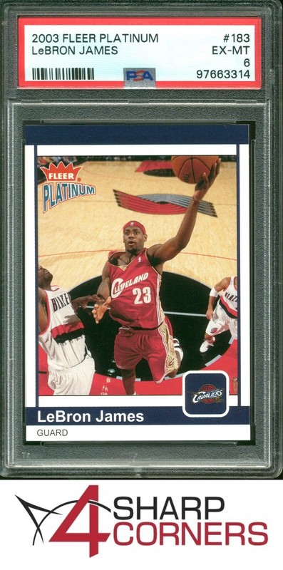 2003 FLEER PLATINUM #183 LeBRON JAMES RC CAVALIERS #/750 PSA 6