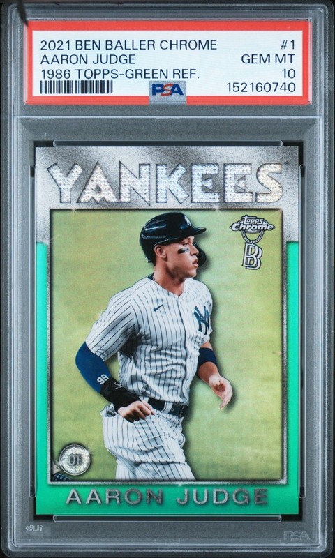 2021 Topps Chrome Ben Baller Aaron Judge 1986 Green Refractor /99 #1 PSA 10 Gem