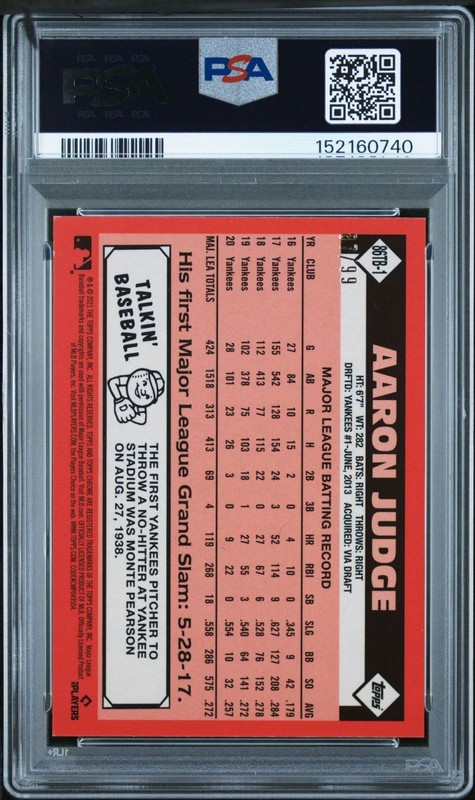 2021 Topps Chrome Ben Baller Aaron Judge 1986 Green Refractor /99 #1 PSA 10 Gem view 2
