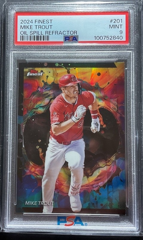2024 Finest Mike Trout Rare Oil Spill Refractor #201 PSA 9 Mint