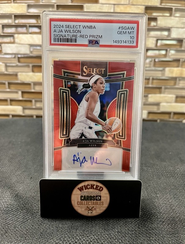 2024 Select WNBA Signatures Red Prizm /99 A'ja Wilson PSA 10 GEM MT Auto POP 10!