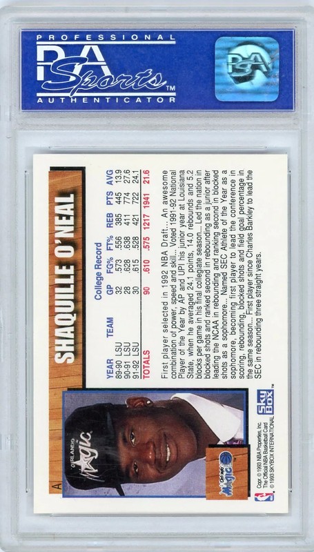 1992 Hoops Draft Redemption Shaquille O'Neal #A PSA 10 view 2