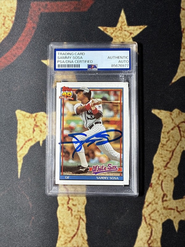 Sammy Sosa 1991 Topps #414 Chicago White Sox On Card Autograph PSA Authentic