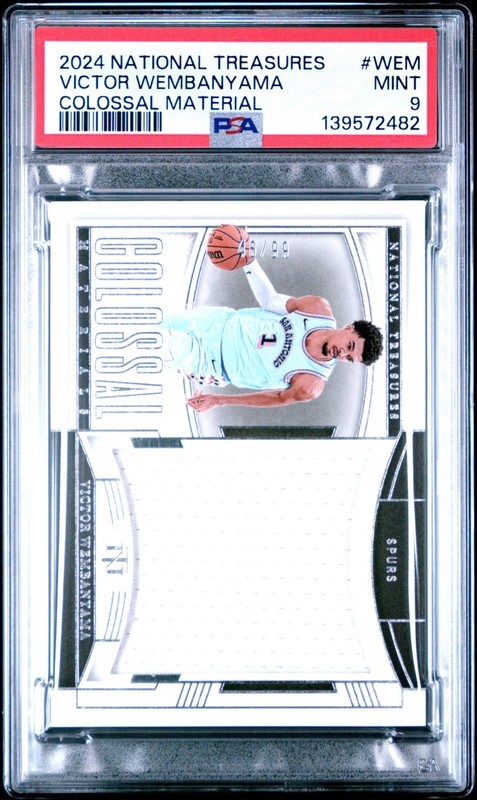 2024 Panini Nat. Treasures Victor Wembanyama #CM-WEM Colossal Jersey /99 PSA 9 