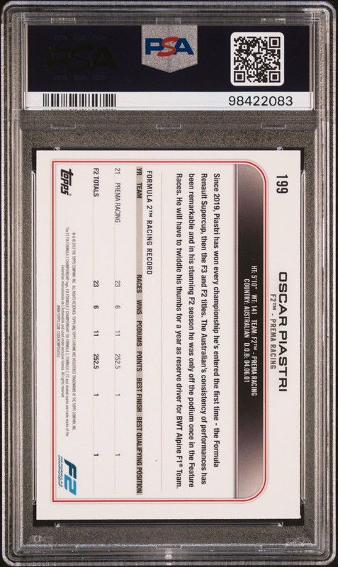 2022 Topps Chrome Sapphire F1 Formula 1 Oscar Piastri PSA 10 SSP IV Variation view 2