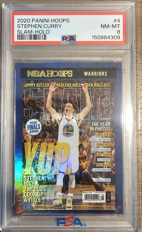 2020-21 Panini NBA Hoops Stephen Curry #4 PSA 8 NM-MT Slam Holo 🔥