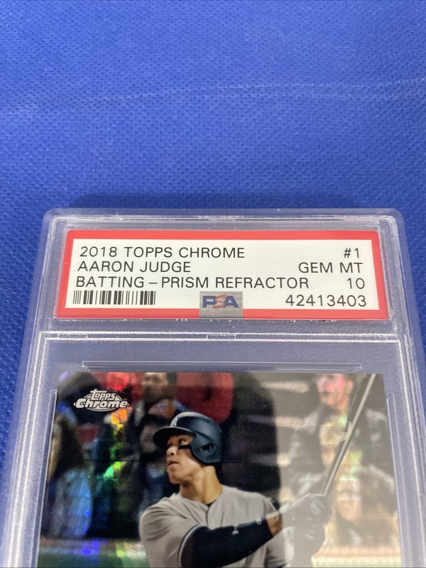 Aaron Judge 2018 Topps Chrome Batting-Prism Refractor PSA 10 view 2