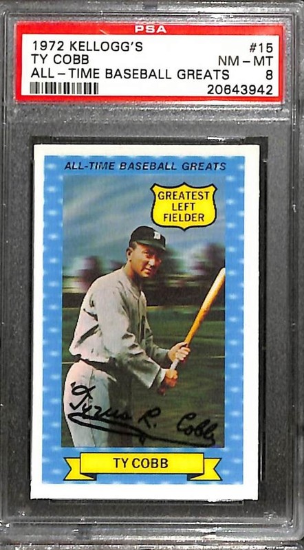 1972 Kelloggs #15 Ty Cobb All Time Greats PSA 8 NM-MT 20643942