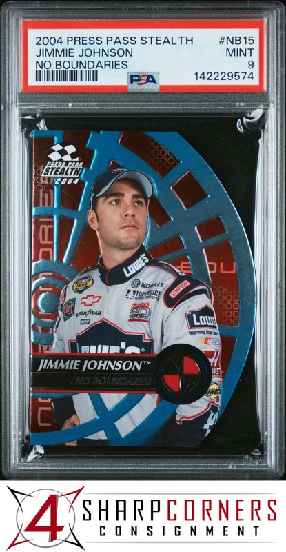 2004 PRESS PASS STEALTH NO BOUNDARIES #NB15 JIMMIE JOHNSON HOF POP 2 PSA 9