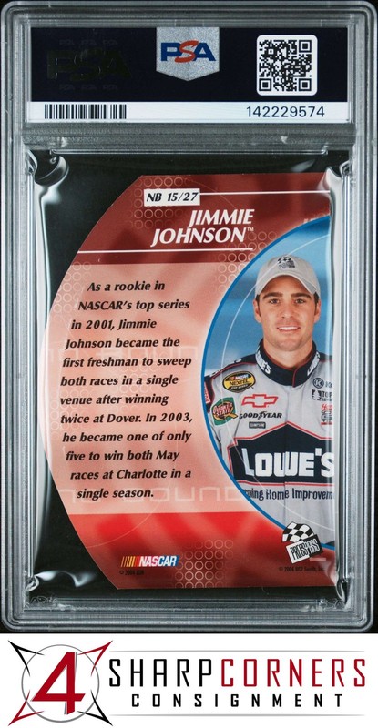 2004 PRESS PASS STEALTH NO BOUNDARIES #NB15 JIMMIE JOHNSON HOF POP 2 PSA 9 view 2