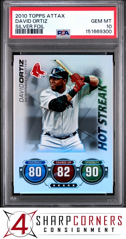 2010 TOPPS ATTAX SILVER FOIL DAVID ORTIZ HOF POP 2 PSA 10