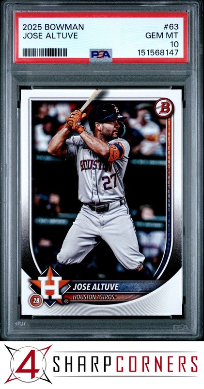 2025 BOWMAN #63 JOSE ALTUVE PSA 10