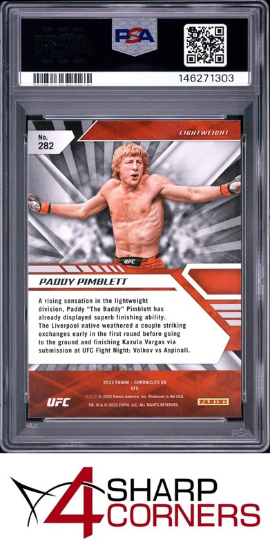 2022 PANINI CHRONICLES UFC #282 PADDY PIMBLETT RC PSA 9 view 2
