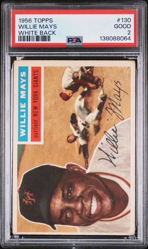 1956 Topps Willie Mays #130 White Back PSA 2