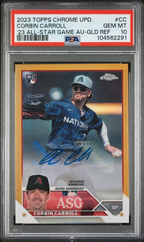2023 Topps Chrome Corbin Carroll All-Star Gold Refractor Auto /50 RC #CC PSA 10