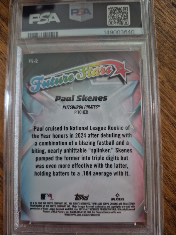 Paul Skenes 2025 Topps Chrome - Future Stars #FS-2 PSA 10 view 2