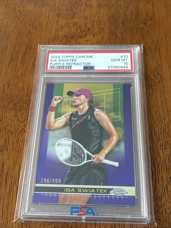 2024 TOPPS CHROME IGA SWIATEK PURPLE REFRACTOR /499 PSA 10 🎾🎾