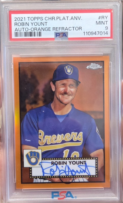 2021 Topps Platinum Robin Yount Orange Refractor Auto /25 PSA 9