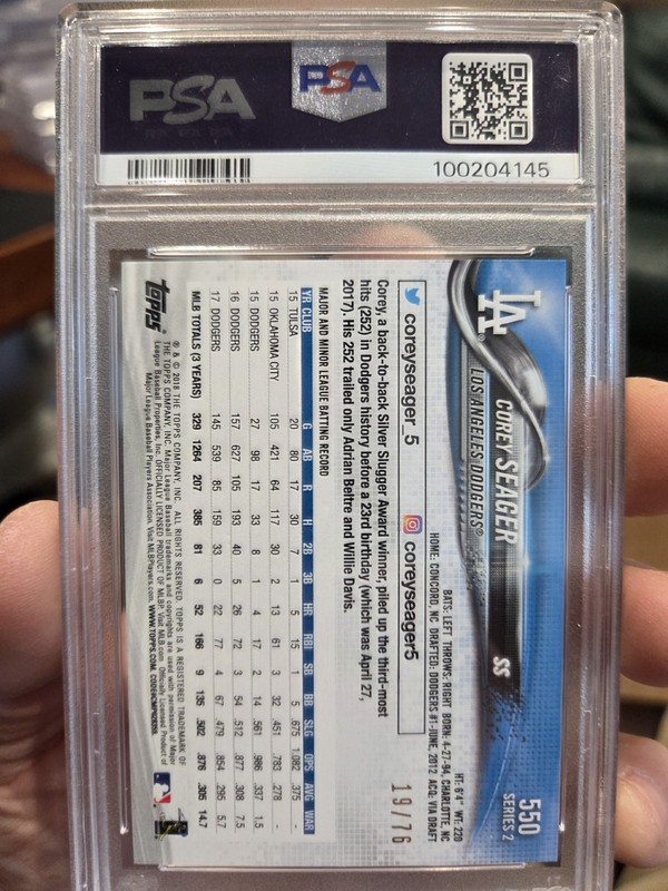 2018 Topps Corey Seager Independence Day /76 PSA 10 Pop 1 view 2