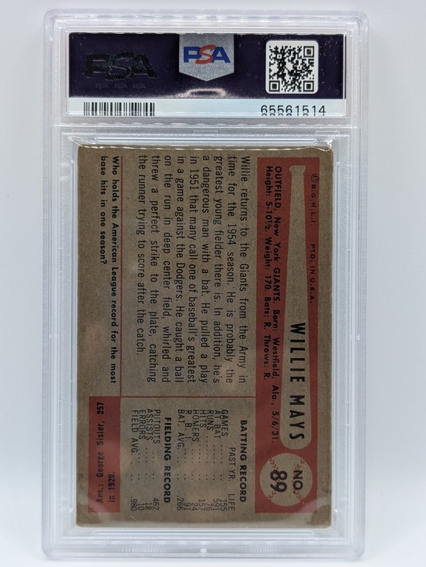 1954 Bowman - Willie Mays #89 PSA 2 view 2