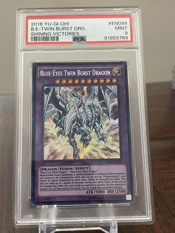 YuGiOh BLUE-EYES TWIN BURST DRAGON SHVI-EN099🔥PSA 9🔥UNLIMITED-2016 SECRET RAR