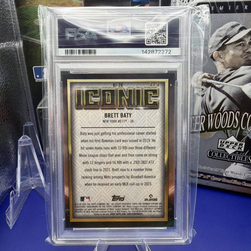 2023 Bowman Chrome Brett Baty Iconic BI-20 True 1/1 - New York Mets PSA 10 view 2