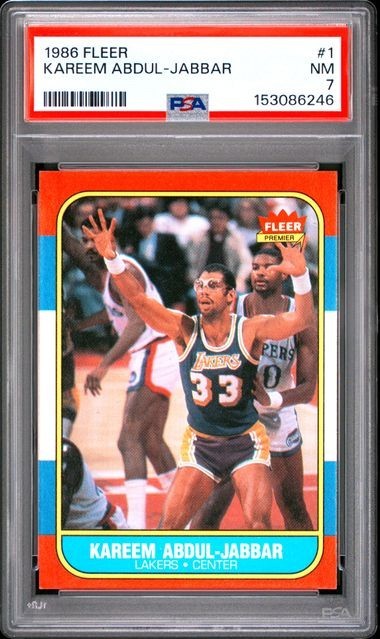 1986 FLEER 1 KAREEM ABDUL-JABBAR PSA NM7 153086246