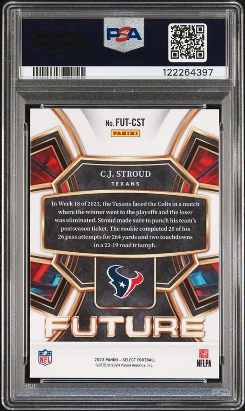 2023 Panini Select Future #FUT-CST CJ Stroud (RC) PSA 10 Texans FREE SHIPPING view 2