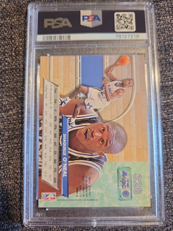 SHAQUILLE O'NEAL 1992 ULTRA RC #328 PSA 9 SHAQ RC view 2