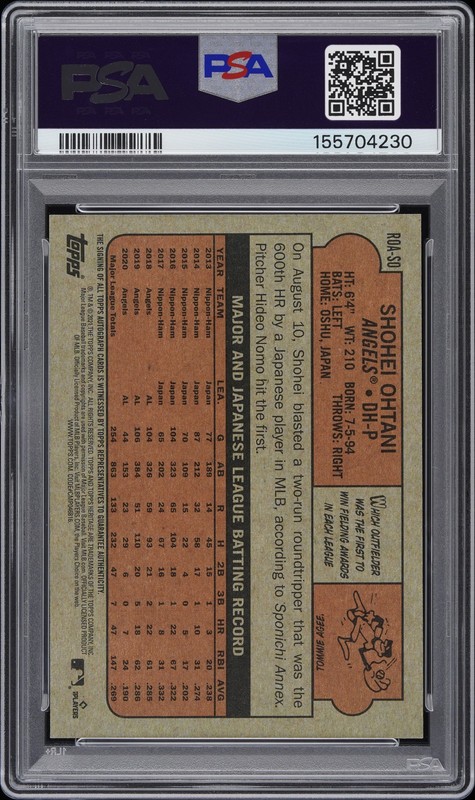 2021 Topps Heritage Real One Autographs #SO Shohei Ohtani Auto PSA 10 Gem Mint view 2
