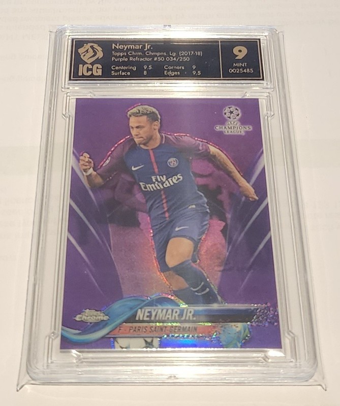 2017-18 Topps Chrome UEFA Champions League Neymar Jr Purple Refractor 034/150 