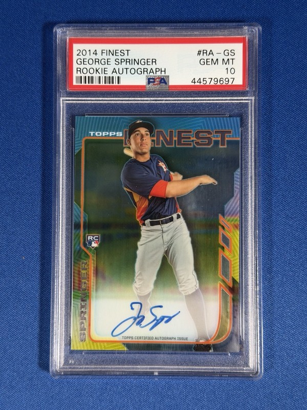 2014 Topps Finest - Rookie Auto George Springer #RA-GS (AU, RC) PSA 10 GEM MINT
