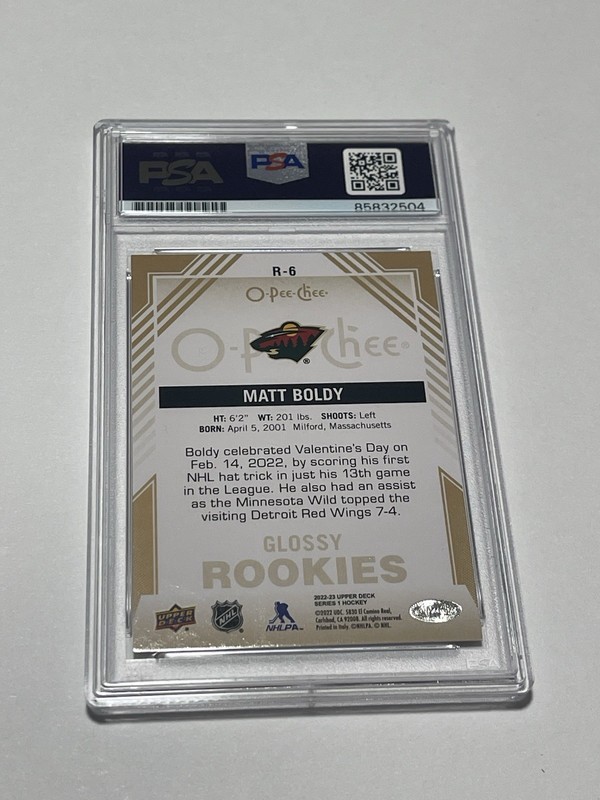 Matt Boldy Signed Card PSA DNA PSA/DNA Auto Slabbed IP OPC Glossy Rookies Wild a view 2