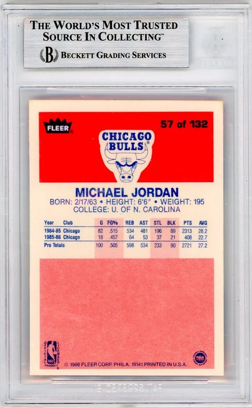 1986 Fleer Michael Jordan #57 BGS 7 Rookie view 2