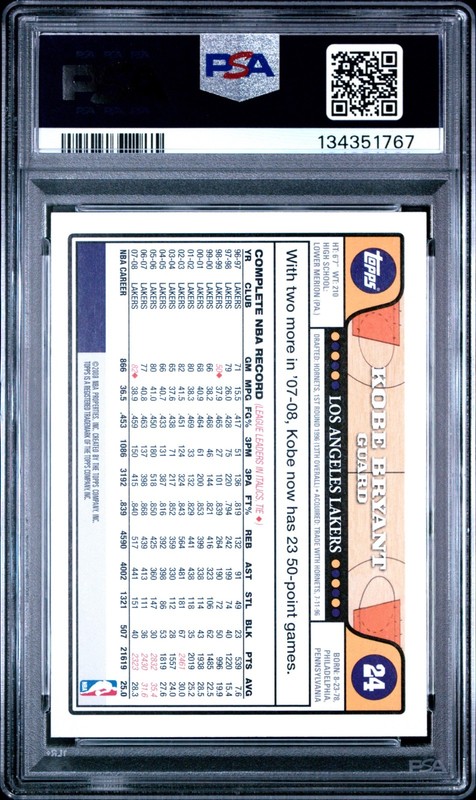 2008-09 Topps Kobe Bryant w/ Lebron James #24 PSA 9 Mint view 2