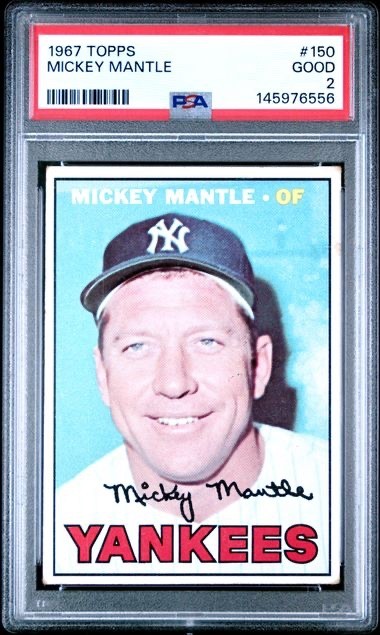 1967 Topps #150 Mickey Mantle New York Yankees HOF PSA 2 Centered