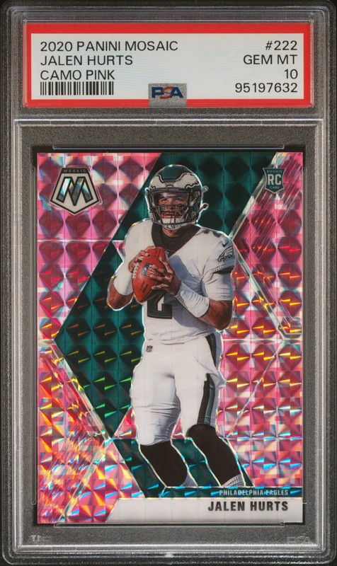 2020 Panini Mosaic Jalen Hurts Camo Pink #222 PSA 10